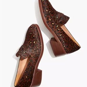 The Alex Heeled Loafer in Animal Print Calf Hair Size 10
